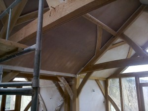 Traditional Oak Beam Ceiling New Plaster JG Carpenters Devon4