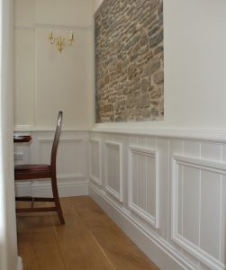 Oak Floor Half Panel Wall Feature Stone Wall